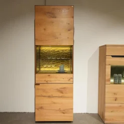 Voglauer Vitrinen & Highboards|Vitrine Vcuben Wildeiche Rustikal Metall Kupfer Bronze Inklusive Beleuchtung