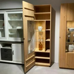 Wimmer Vitrinen & Highboards|Vitrine Waltrop Asteiche Bianco mit LED-Beleuchtung