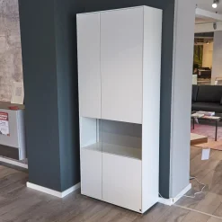 WK Wohnen Vitrinen & Highboards|Vitrine WK 419 Intono Glattlack 420 Verkehrsweiß Inklusive LED-Band Trafo Und Funkfernbedienung