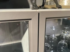 WK Wohnen Vitrinen & Highboards|Vitrine WK 420 Viva Holz Furniert Grau Mit Glastüren Gestell Dunkelgrau