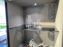 WK Wohnen Vitrinen & Highboards|Vitrine WK 420 Viva Holz Furniert Grau Mit Glastüren Gestell Dunkelgrau