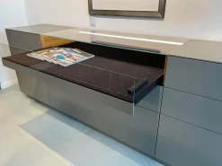 Kettnaker Kommoden & Sideboards|Vitrinenschubkastenschrank Soma Lack Asphalt Grau Glasfach Klarglas Inklusive Beleuchtung