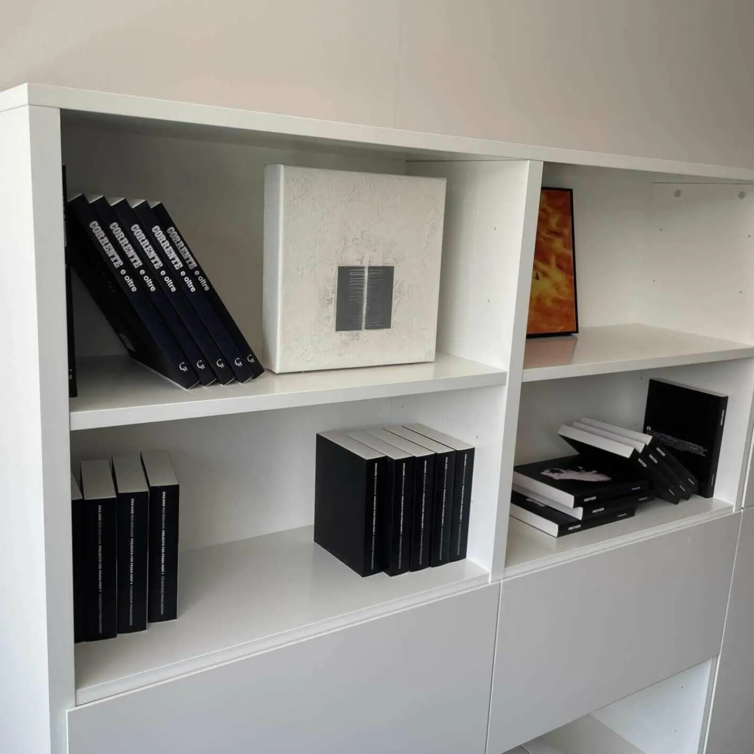 Interlübke Wohnwände & Tv-Lowboards|Wandabwicklung Studimo Lack Schneeweiß M03 mit Schwenktüren 2 Schub 1 Klappe