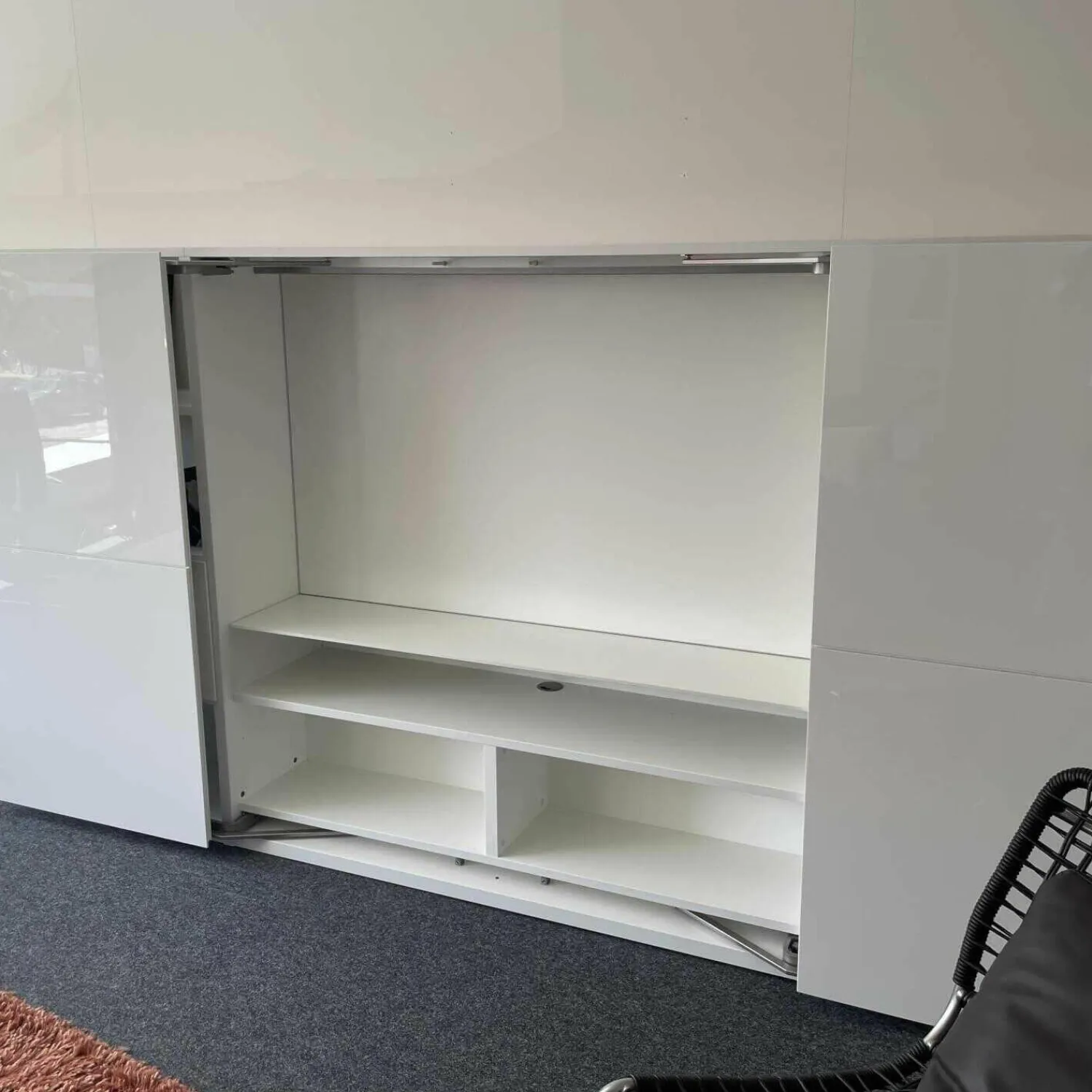 Interlübke Wohnwände & Tv-Lowboards|Wandabwicklung Studimo Lack Schneeweiß M03 mit Schwenktüren 2 Schub 1 Klappe