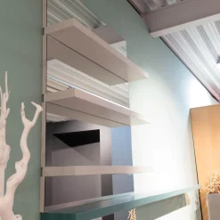 Presotto Regale|Wandborde Mit Spiegelpaneele Lack Matt Beige Seta Und Verde Blau Mit Beleuchtung