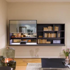 Molteni & C Wohnwände & Tv-Lowboards|Wandelement 505 Eiche Grau Lack Anthrazit Ecoskin Grau