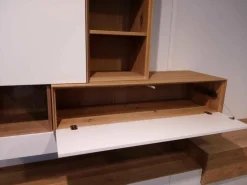 Pönnighaus Wohnwände & Tv-Lowboards|Wandhängeschrank Wildeiche Weiß Geölt mit LED-Lichtband