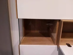 Pönnighaus Wohnwände & Tv-Lowboards|Wandhängeschrank Wildeiche Weiß Geölt mit LED-Lichtband