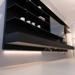 Rimadesio Wohnwände & Tv-Lowboards|Wandkomposition Abacus Living Nero Opaco 102 Mit Beleuchtung