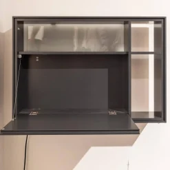 Interlübke Regale|Wandregal Bookless Lack Anthrazit M21 Glasrückwand Mit Beleuchtung