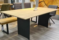 Natura Esstische|Wangentisch Tucson Platte Wildeiche Soft Gebürstet Gestell Metall Carbonfarbig Schwarz