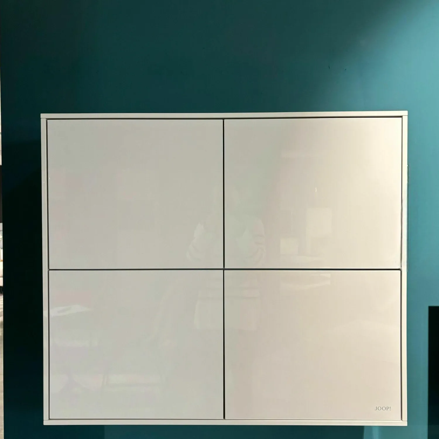 JOOP! Wohnwände & Tv-Lowboards|Wohnkombi Lack Kristallgrau Grau Hochglanz Metallkufe Schwarz Inklusive Beleuchtung