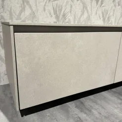 Nobilia Wohnwände & Tv-Lowboards|Wohnkombination 371 Riva Lack 842 Beton Sand Beige Und 122 Sand Rot Mit Beleuchtung