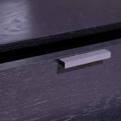 Global Wohnwände & Tv-Lowboards|Wohnkombination 4450 Vorschlag 8185 Lack Platingrau Griffe Titangrau Regalböden Eiche Schwarz Echtholzfurniert