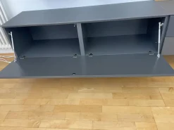 Sudbrock Wohnwände & Tv-Lowboards|Wohnkombination Cubo Lack Quarz Schwarz Paneel Eiche Astig Wandschrank Aluminium Glastür Schwarz Mit Beleuchtung