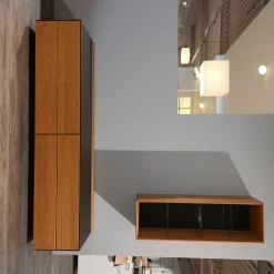 Team 7 Wohnwände & Tv-Lowboards|Wohnkombination Cubus Pure Eiche Naturöl Deckblatt Glas