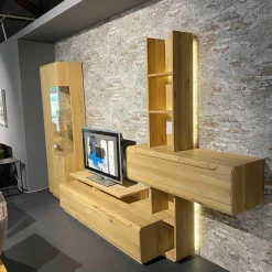 Decker Wohnwände & Tv-Lowboards|Wohnkombination Inavac Asteiche Bianco Mit Beleuchtung