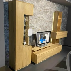 Decker Wohnwände & Tv-Lowboards|Wohnkombination Inavac Asteiche Bianco Mit Beleuchtung