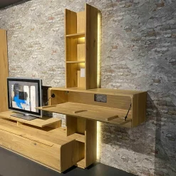 Decker Wohnwände & Tv-Lowboards|Wohnkombination Inavac Asteiche Bianco Mit Beleuchtung