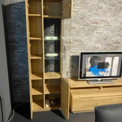 Decker Wohnwände & Tv-Lowboards|Wohnkombination Inavac Asteiche Bianco Mit Beleuchtung