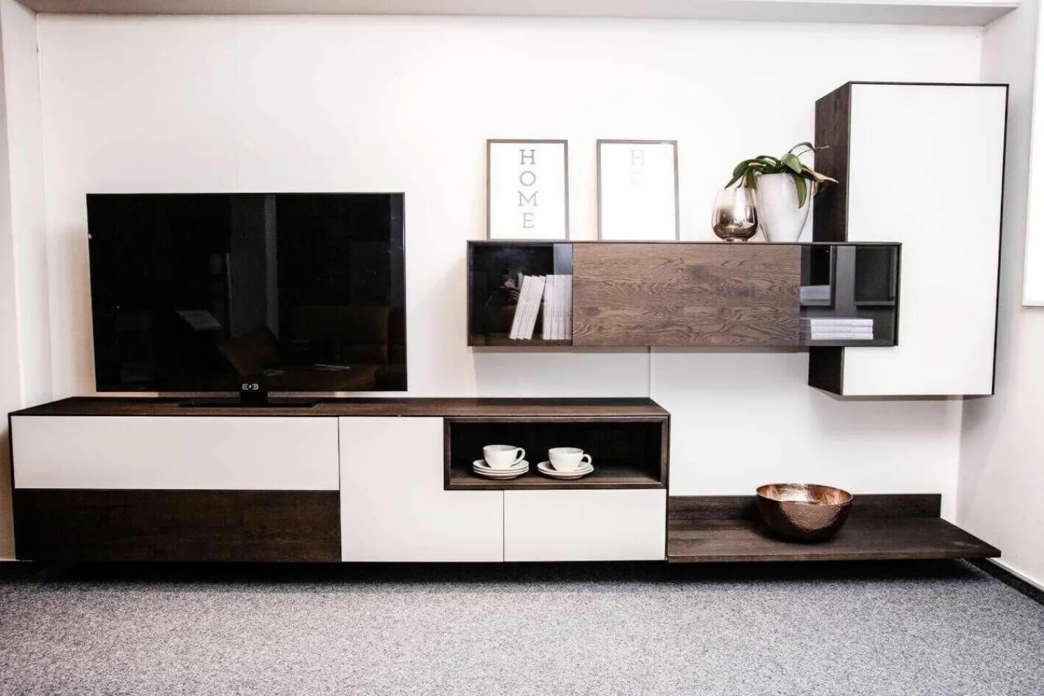 Pönnighaus Wohnwände & Tv-Lowboards|Wohnkombination Katana Wileiche Schwarz Geölt Mattlack