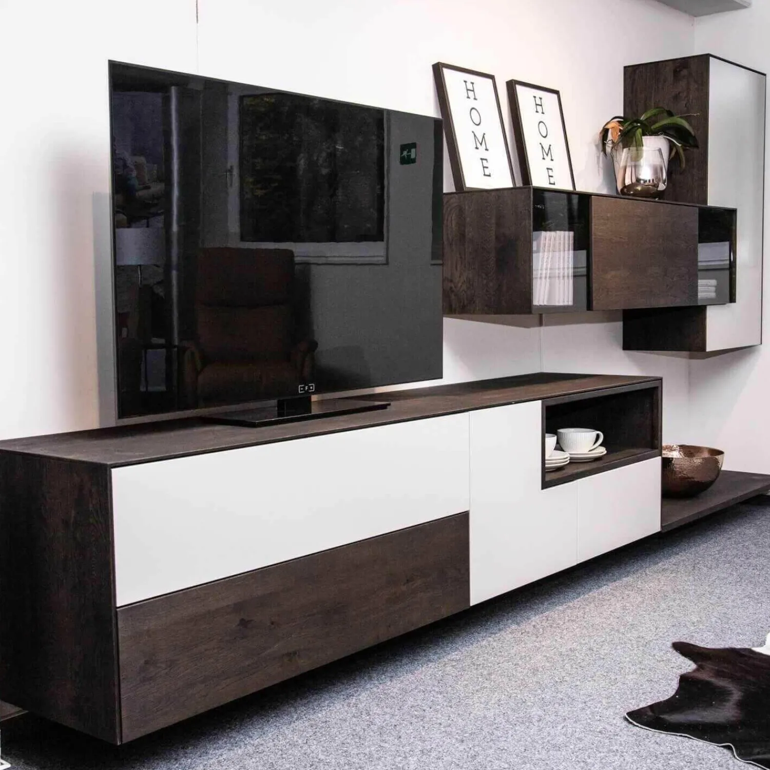 Pönnighaus Wohnwände & Tv-Lowboards|Wohnkombination Katana Wileiche Schwarz Geölt Mattlack