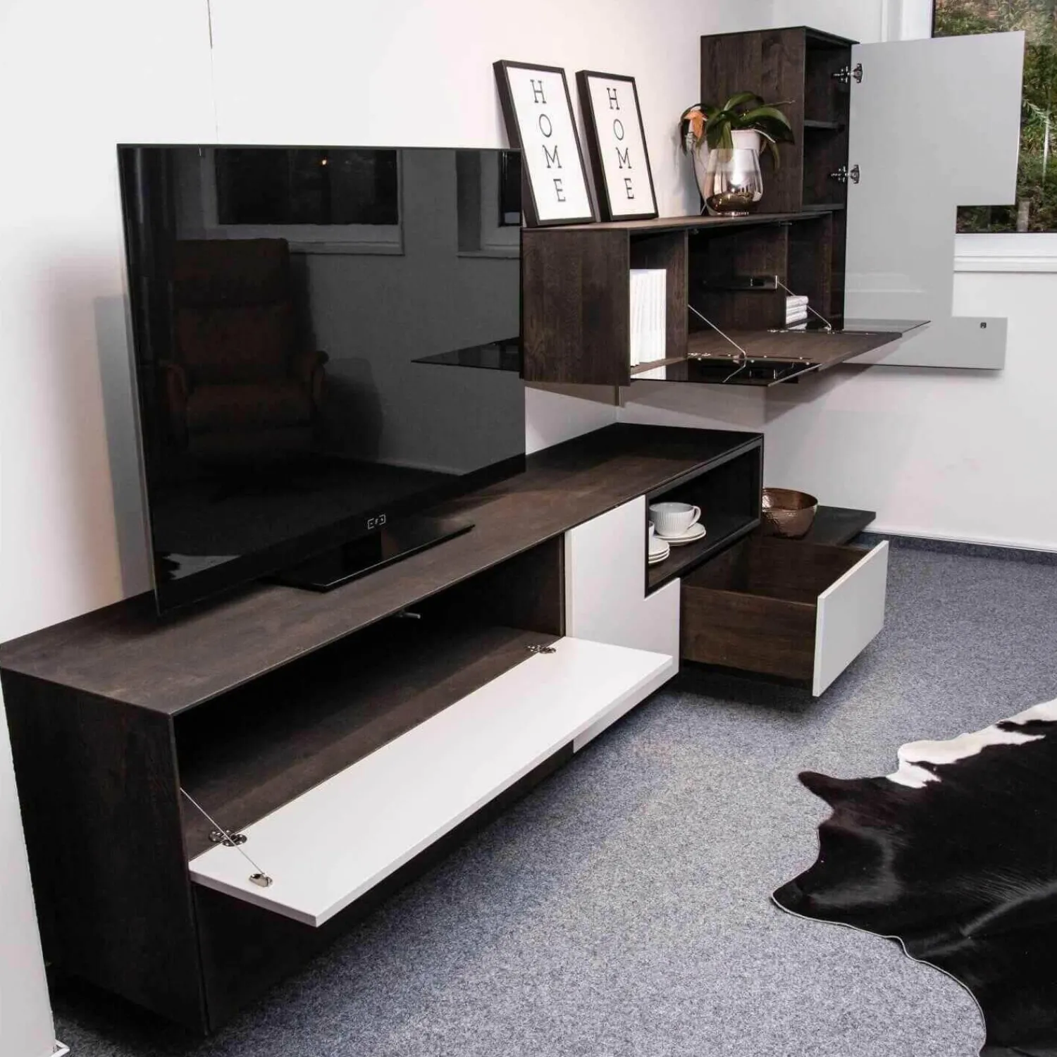 Pönnighaus Wohnwände & Tv-Lowboards|Wohnkombination Katana Wileiche Schwarz Geölt Mattlack