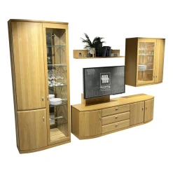 Rietberger Möbelwerke Wohnwände & Tv-Lowboards|Wohnkombination Kiana VS 66540 Eiche Massiv Sand 2206 Mit Beleuchtung