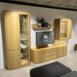 Rietberger Möbelwerke Wohnwände & Tv-Lowboards|Wohnkombination Kiana VS 66540 Eiche Massiv Sand 2206 Mit Beleuchtung