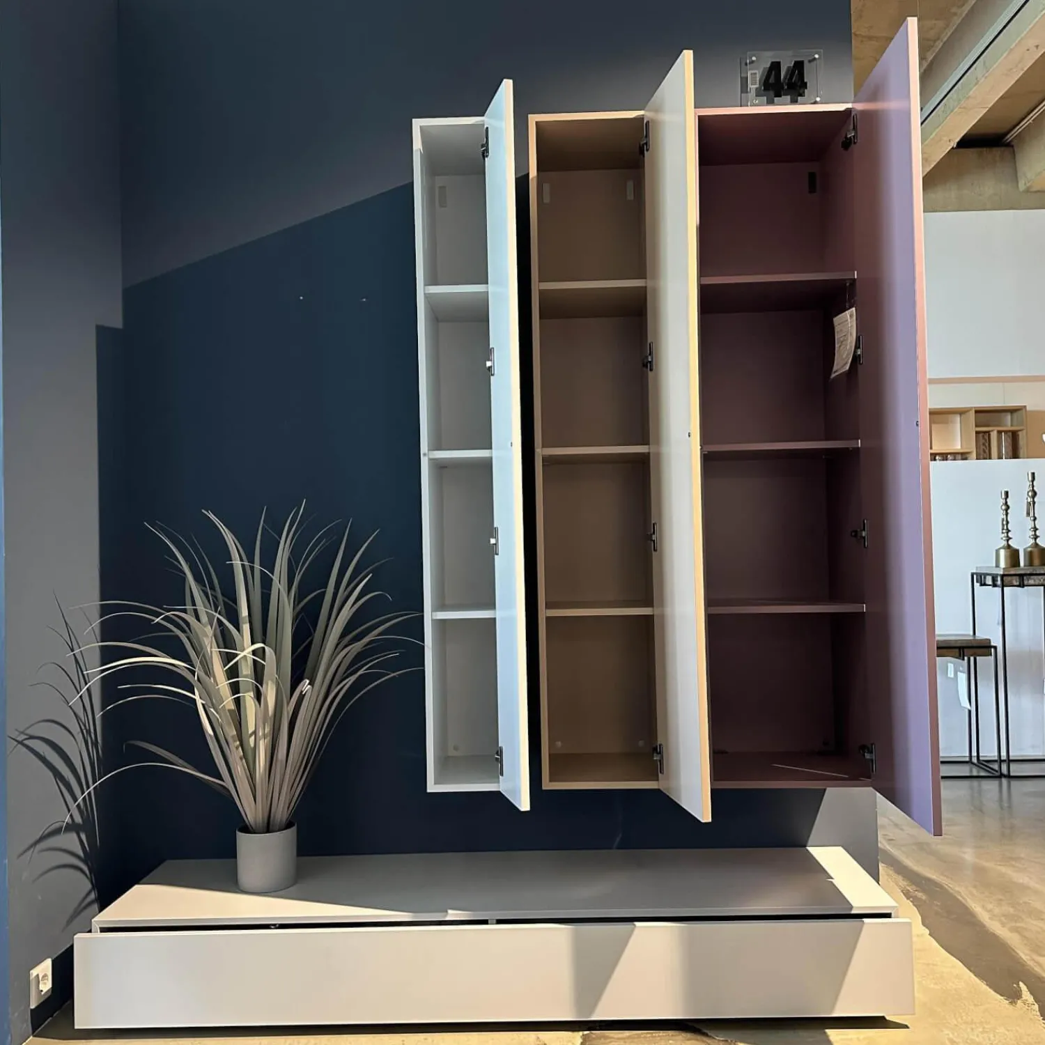 Spectral Smart Furniture Wohnwände & Tv-Lowboards|Wohnkombination Spendy Lack Grau-Weiß Rosenholz Mauve