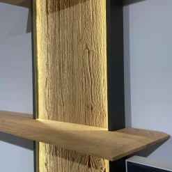 Musterring Wohnwände & Tv-Lowboards|Wohnkombination Trevi 7250 V22 Kerneiche Umato Birke Lack Anthrazit Paneel Riffholz Inklusive Beleuchtung