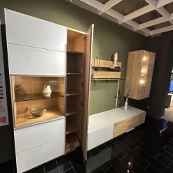 Voglauer Wohnwände & Tv-Lowboards|Wohnkombination Vmontanara Wildeiche Geölt Akzent Glas Optiwhite Weiß Mit Beleuchtung