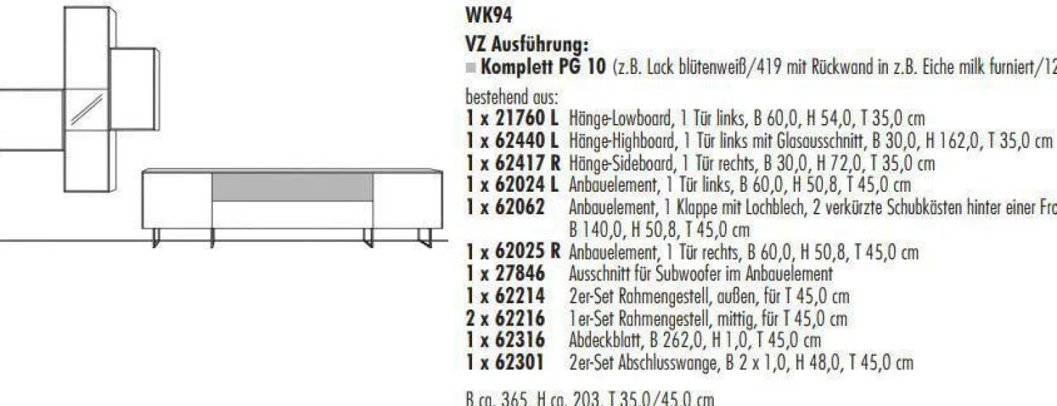 WK Wohnen Wohnwände & Tv-Lowboards|Wohnkombination WK 419 Intono Lack Steingrau Lack Quarz