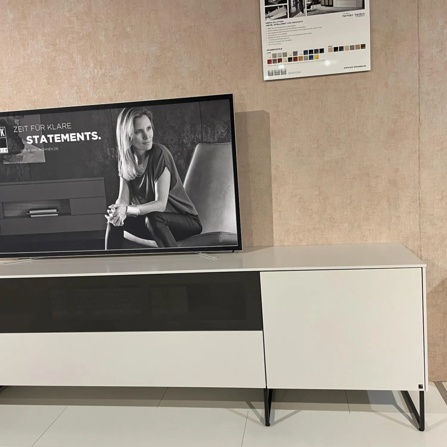 WK Wohnen Wohnwände & Tv-Lowboards|Wohnkombination WK 419 Intono Lack Steingrau Lack Quarz