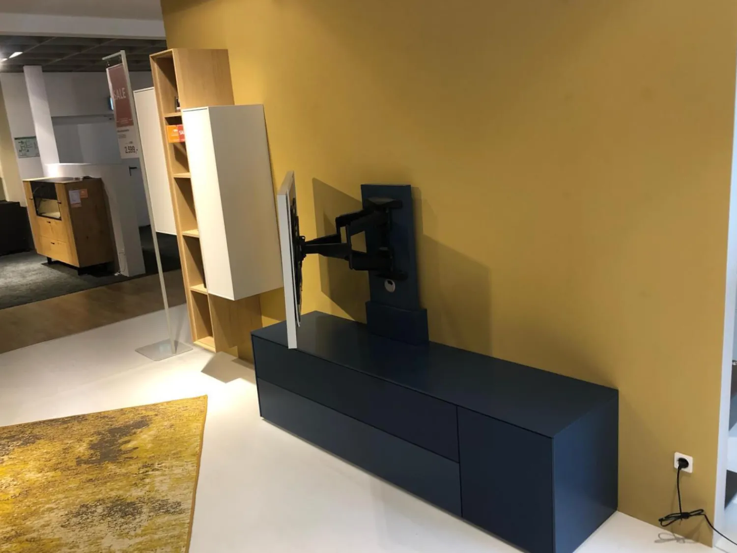 WK Wohnen Wohnwände & Tv-Lowboards|Wohnkombination WK419 Intono Eiche Milk TV-Säule Schwenkbar