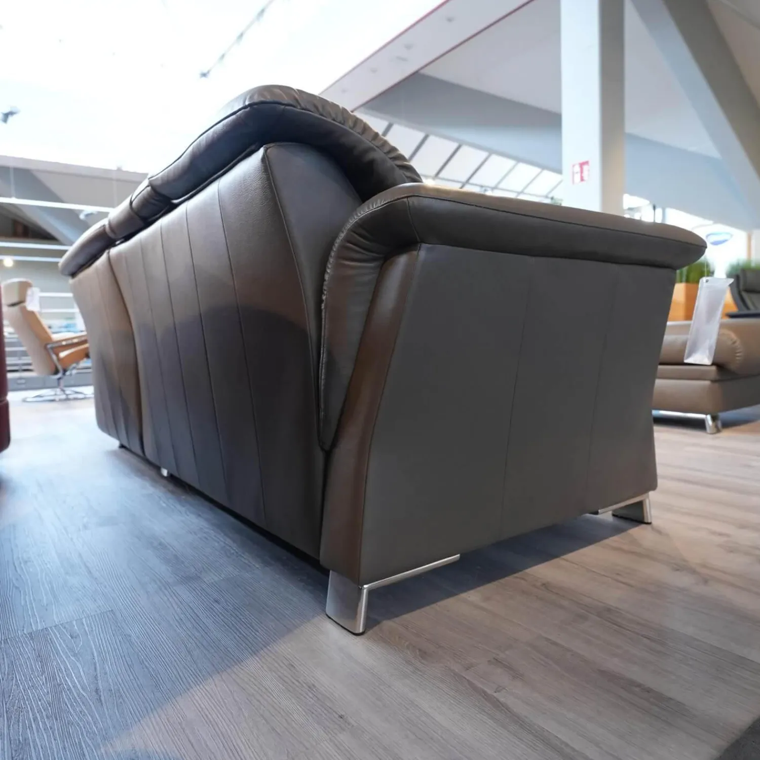 Stressless Wohnlandschaften|Wohnlandschaft E40 Leder Paloma Khaki Grau Grün Füße Metall Inklusive Nacken Und Lendenkissen Set