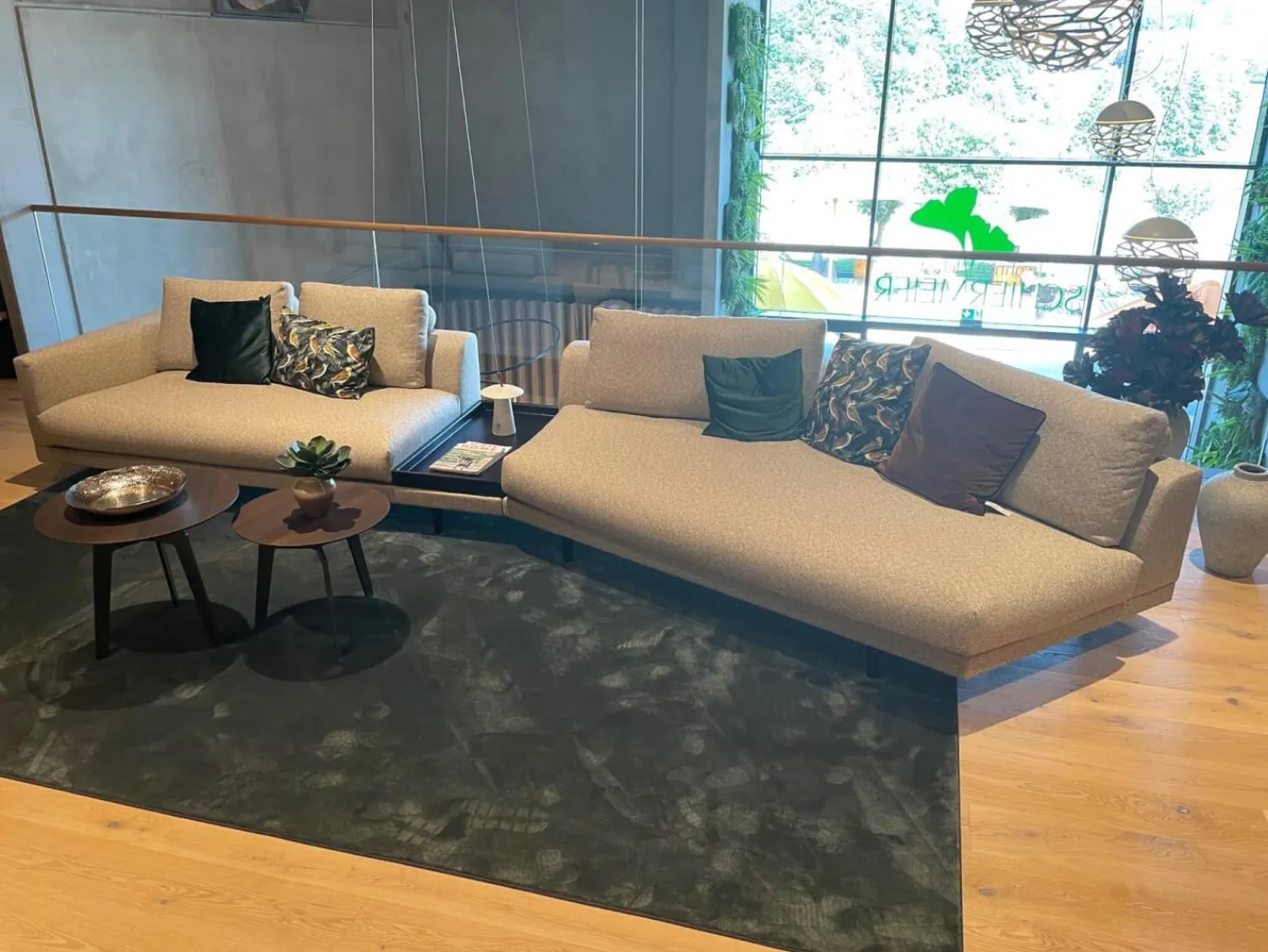 Bielefelder Werkstätten Wohnlandschaften|Wohnlandschaft Ecksofa Long Island Stoff T BW1763-575 Creme Metallfuß Matt Bronze