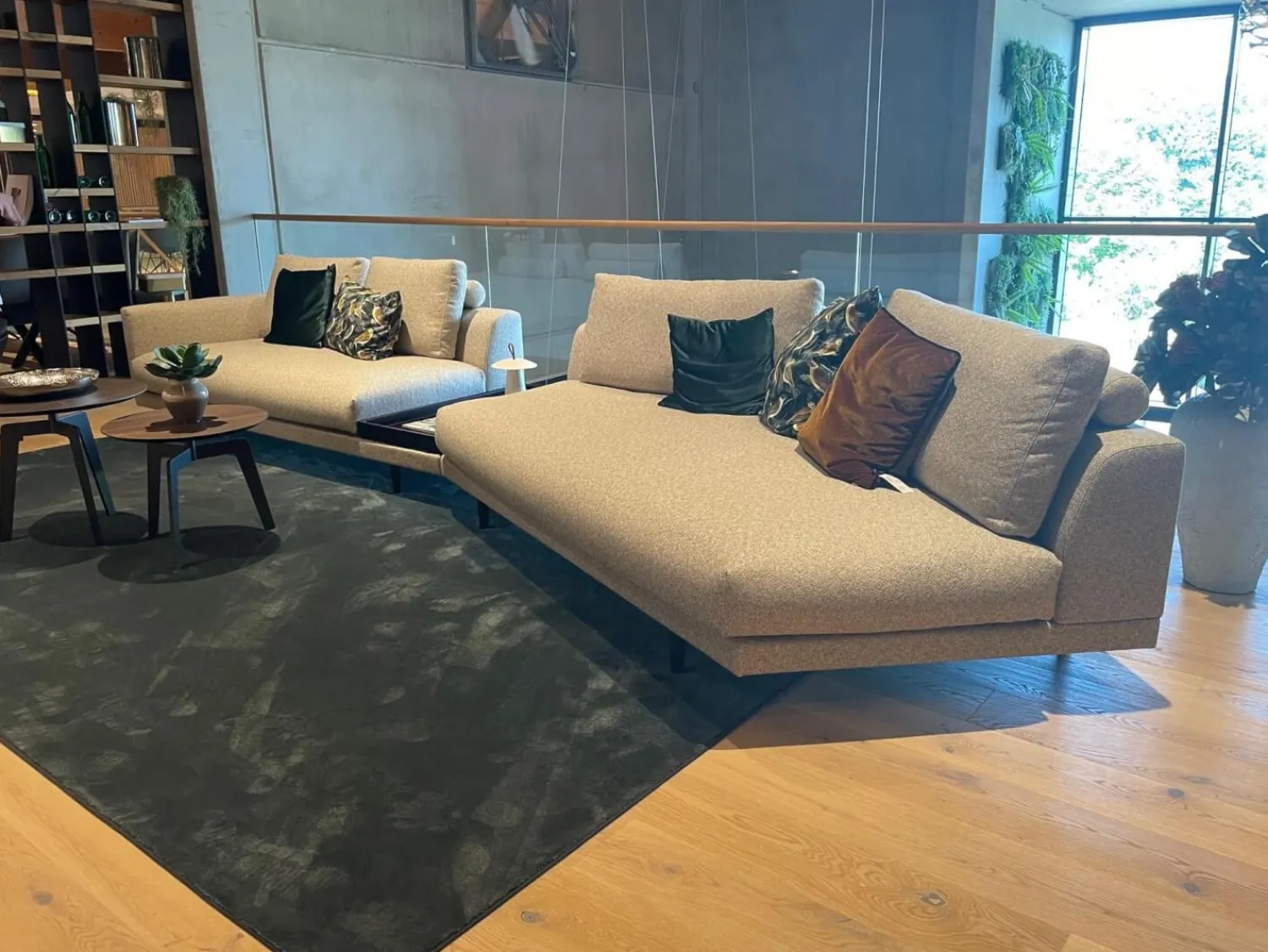 Bielefelder Werkstätten Wohnlandschaften|Wohnlandschaft Ecksofa Long Island Stoff T BW1763-575 Creme Metallfuß Matt Bronze