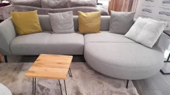 Ponsel Wohnlandschaften|Wohnlandschaft Garda Stoff 0634/08 & 1710/ 18 Grau Füße Schwarz Matt mit drehbarem Clubsessel