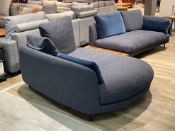 Rolf Benz Wohnlandschaften|Wohnlandschaft Kumo 555 Stoff 22 505 Schwarzblau Grau Gussfuß Matt Verkehrsschwarz Schwarz