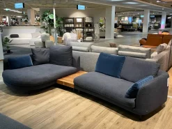 Rolf Benz Wohnlandschaften|Wohnlandschaft Kumo 555 Stoff 22 505 Schwarzblau Grau Gussfuß Matt Verkehrsschwarz Schwarz