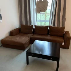 Cierre Wohnlandschaften|Wohnlandschaft Leder Nabuk 20 Marrone Fuß Chrom