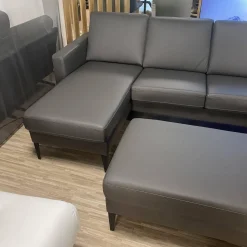 IMG Wohnlandschaften|Wohnlandschaft Mit Hocker Leder Prime Anthrazit Fuß Metall Schwarz