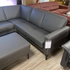 IMG Wohnlandschaften|Wohnlandschaft Mit Hocker Leder Prime Anthrazit Fuß Metall Schwarz