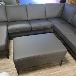 IMG Wohnlandschaften|Wohnlandschaft Mit Hocker Leder Prime Anthrazit Fuß Metall Schwarz