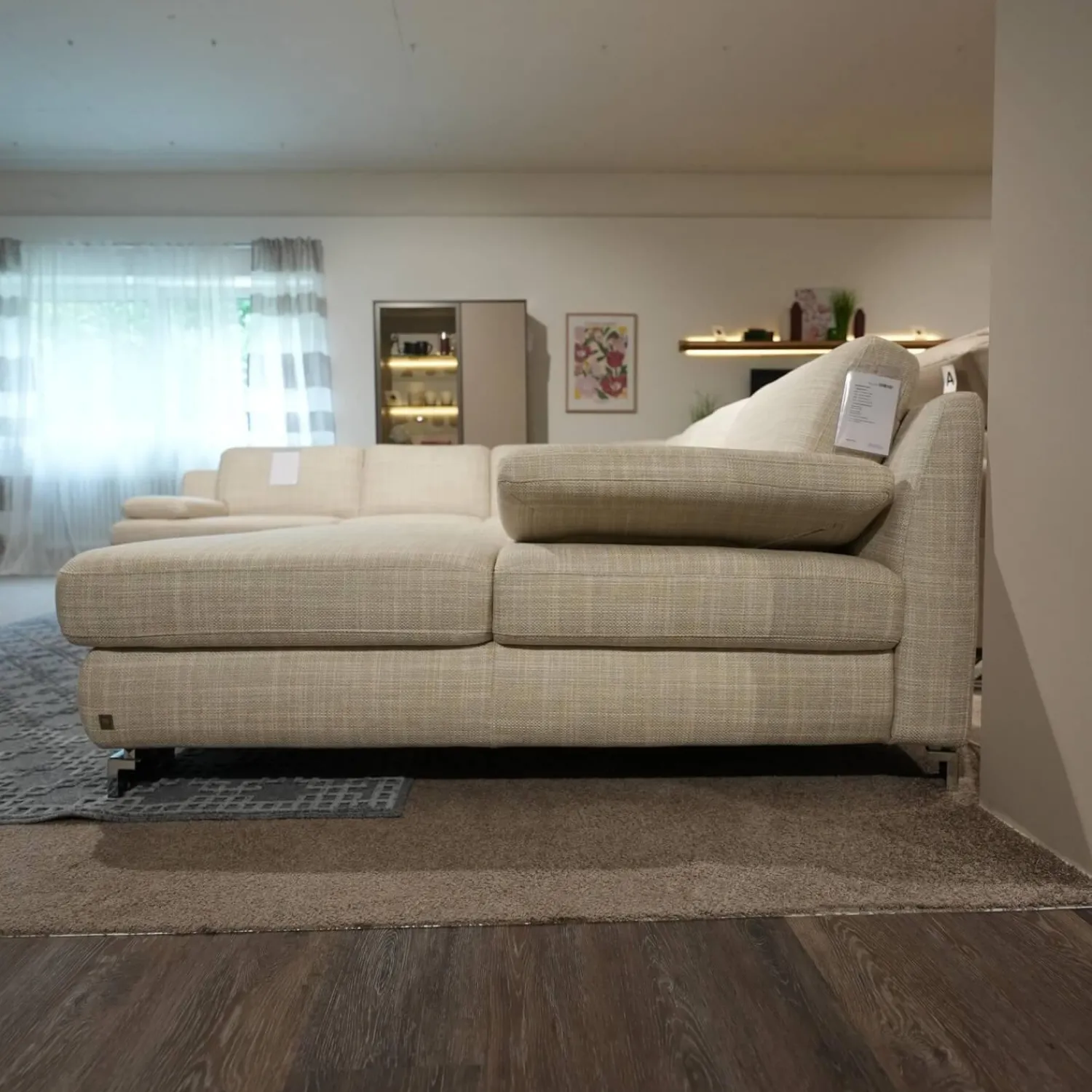 Musterring Wohnlandschaften|Wohnlandschaft MR 360-Soft Stoff JAB 15070 Grau Metallfuß Chrom Mit Relaxfunktion Inklusive 3 Kissen