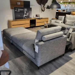 Rolf Benz Wohnlandschaften|Wohnlandschaft Nuvola Textilgewebe Schwarz Weiß Gemischt Fuß Aluminium Verkehrsschwarz RAL 9017 Lackiert Mit Kissen