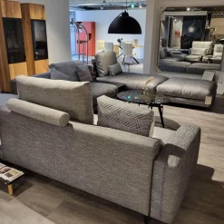 Rolf Benz Wohnlandschaften|Wohnlandschaft Nuvola Textilgewebe Schwarz Weiß Gemischt Fuß Aluminium Verkehrsschwarz RAL 9017 Lackiert Mit Kissen