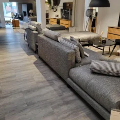 Rolf Benz Wohnlandschaften|Wohnlandschaft Nuvola Textilgewebe Schwarz Weiß Gemischt Fuß Aluminium Verkehrsschwarz RAL 9017 Lackiert Mit Kissen