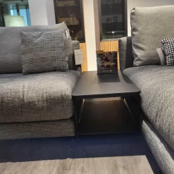 Rolf Benz Wohnlandschaften|Wohnlandschaft Nuvola Textilgewebe Schwarz Weiß Gemischt Fuß Aluminium Verkehrsschwarz RAL 9017 Lackiert Mit Kissen